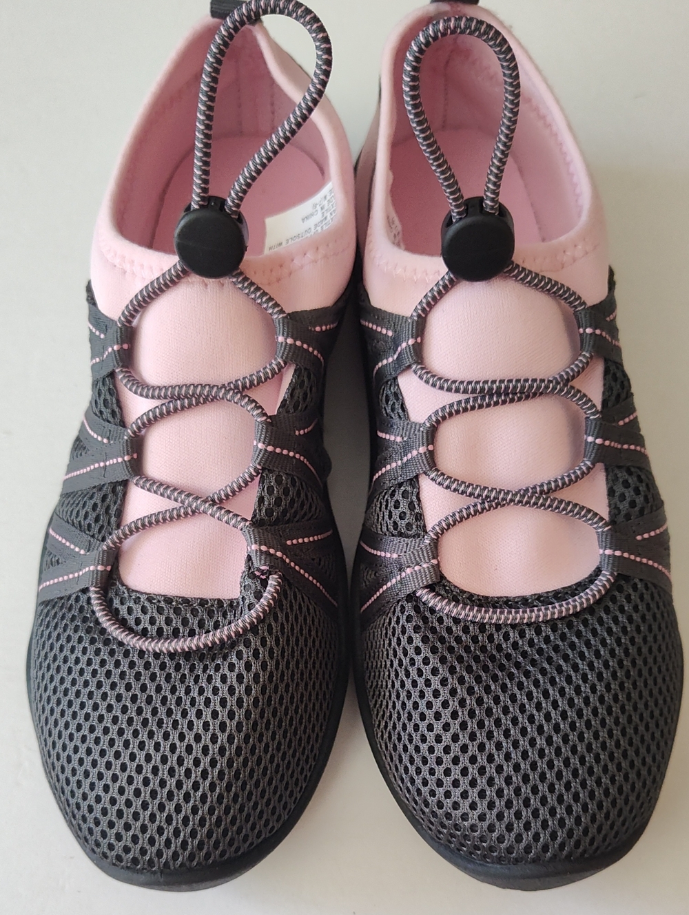 Women's Pink Stretch & Grey Mesh Slip-On Athletic Water Shoes Size 7-8